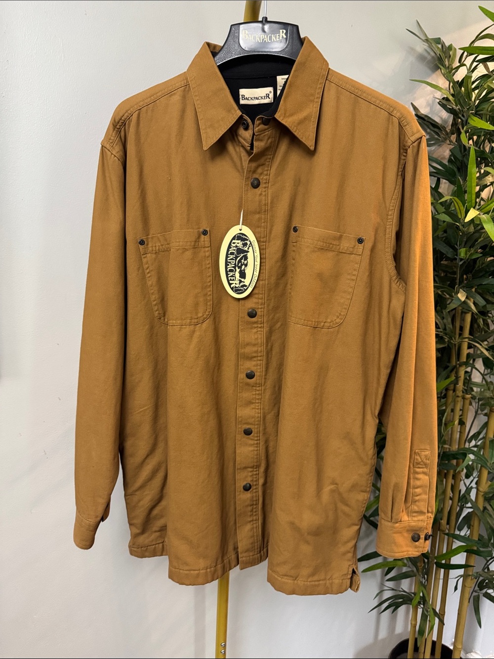 Backpacker cotton canvas camel Work shacket insulated Shirt field jacket NWT L
